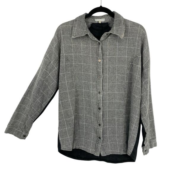 Buckle Gilded Intent Button Up Shirt Women Size XL Mixed Media Long Sleeve Gray - Picture 1 of 11